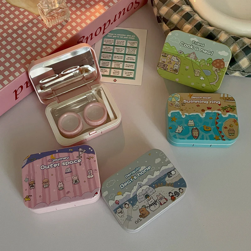 Cute Cartoon Simple Colored Contact Lens Case - Roseibase