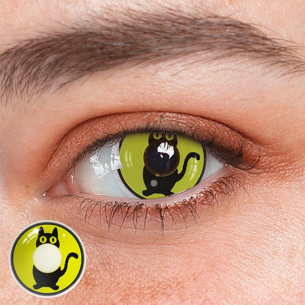 Halloween Cat Black Colored Contact Lenses - Roseibase
