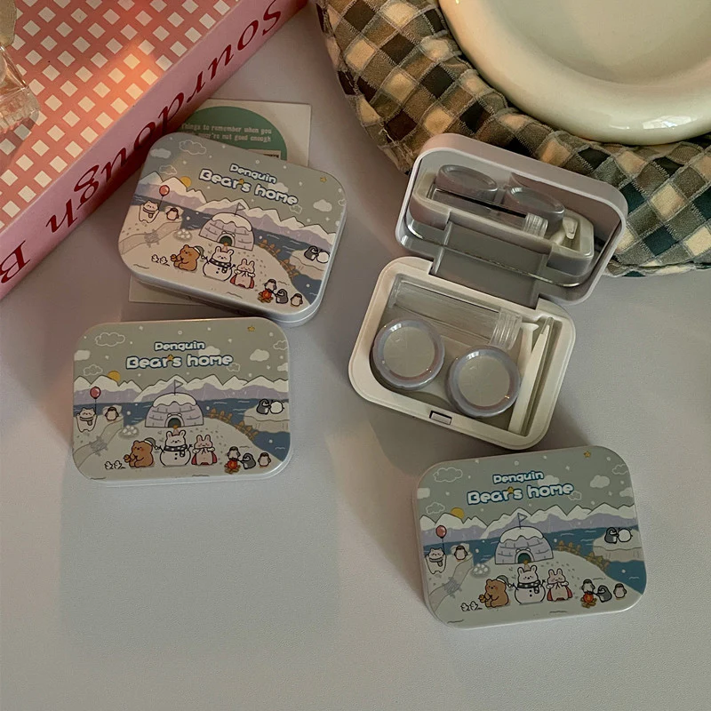 Cute Cartoon Simple Colored Contact Lens Case - Roseibase