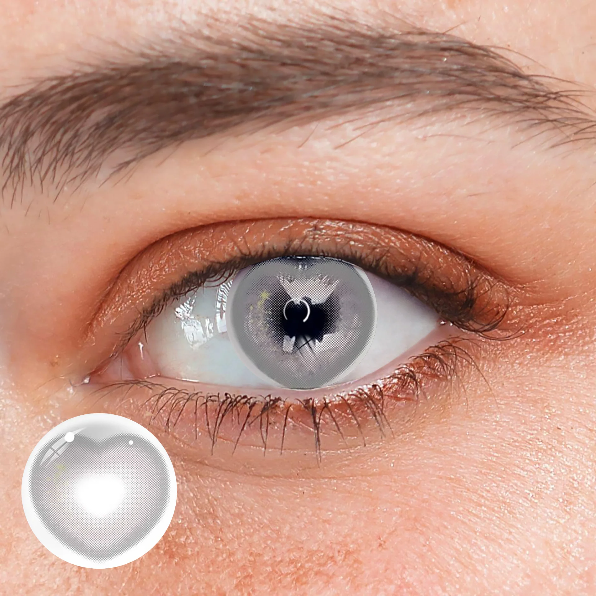 Cosplay Heart Shake Gray Colored Contact Lenses - Roseibase