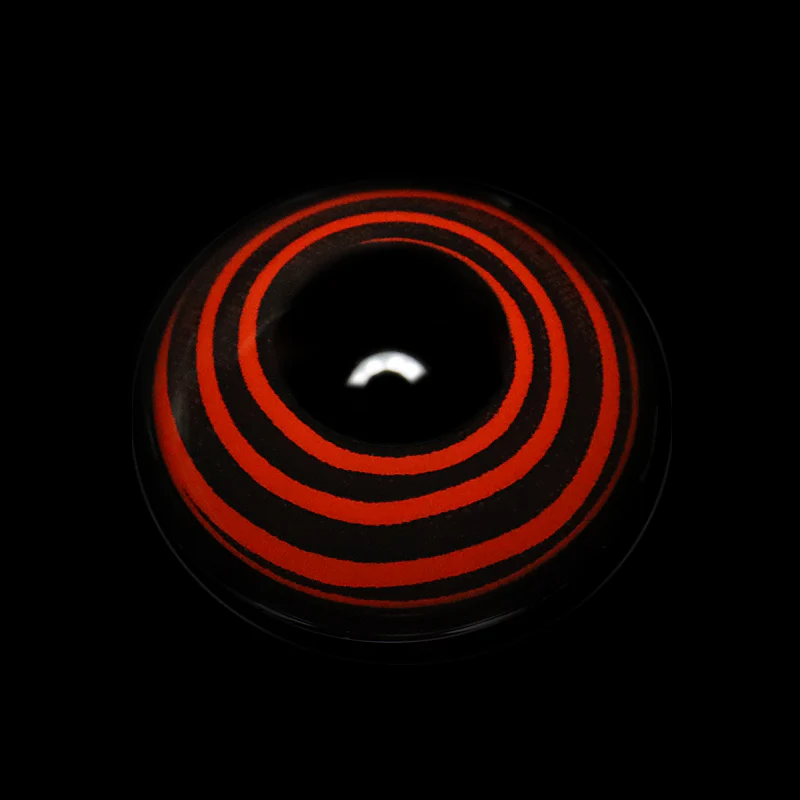 Cosplay Circle Line Curl Red Black Colored Contact Lenses - Roseibase