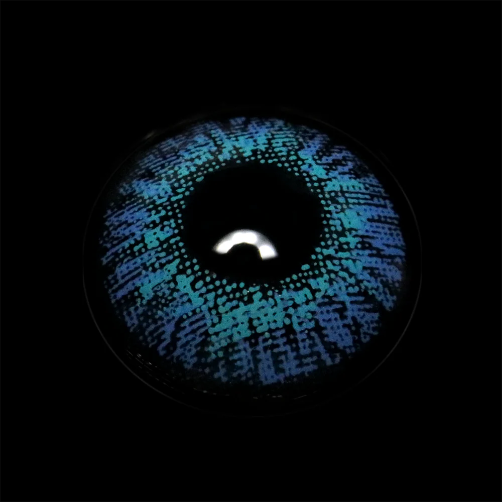 New 3-Tone Brilliant Blue Prescription Colored Contact Lenses - Roseibase