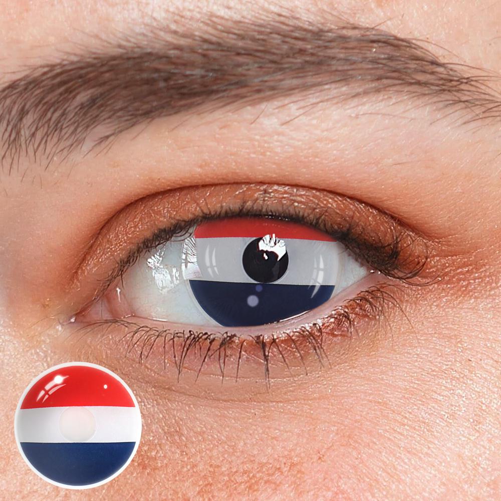 Cosplay France Flag Blue Colored Contact Lenses - Roseibase