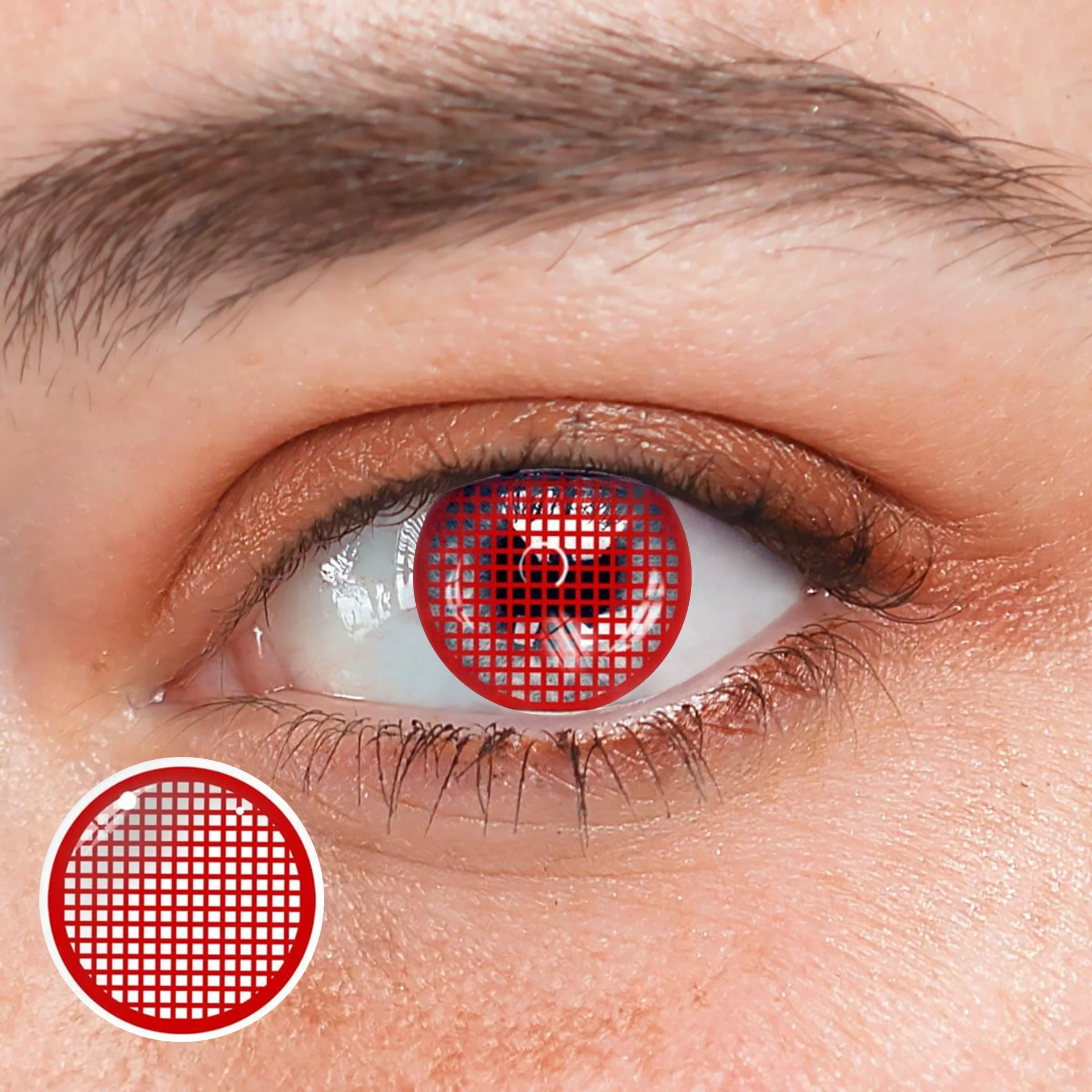 Halloween Red Mesh Colored Contact Lenses - Roseibase