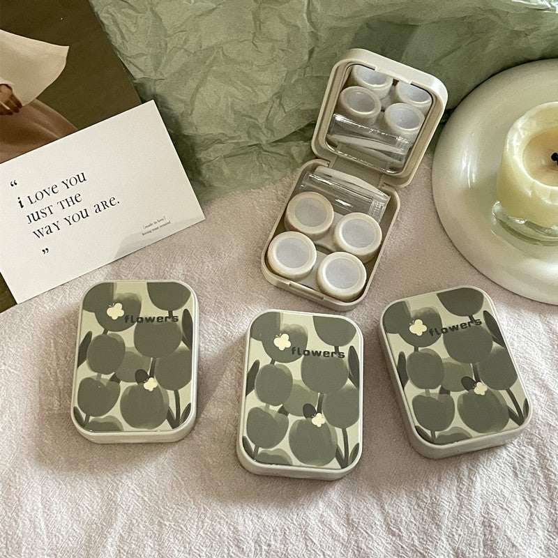 Ins Oil Painting Tulip Colored Contact Lens Case - Roseibase