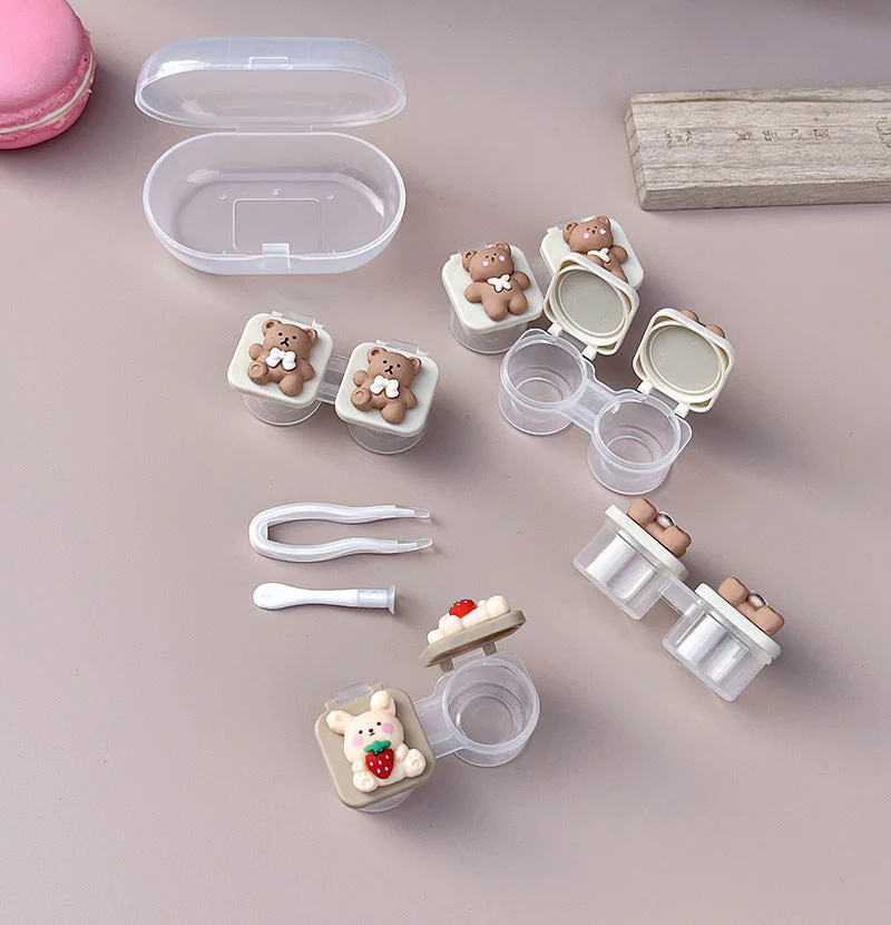 Cute Bear Colored Contact Lens Case - Roseibase