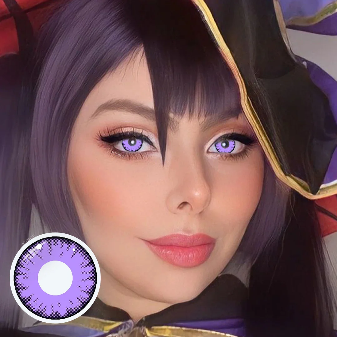 Cosplay Lucifer's Eye Purple Prescription Colored Contact Lenses - Roseibase
