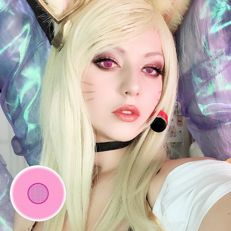 Cosplay Demon Slayer Rose Bloom Pink Colored Contact Lenses - Roseibase