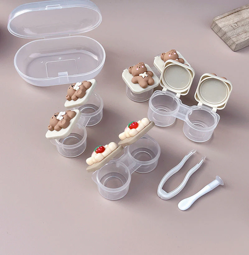 Cute Bear Colored Contact Lens Case - Roseibase