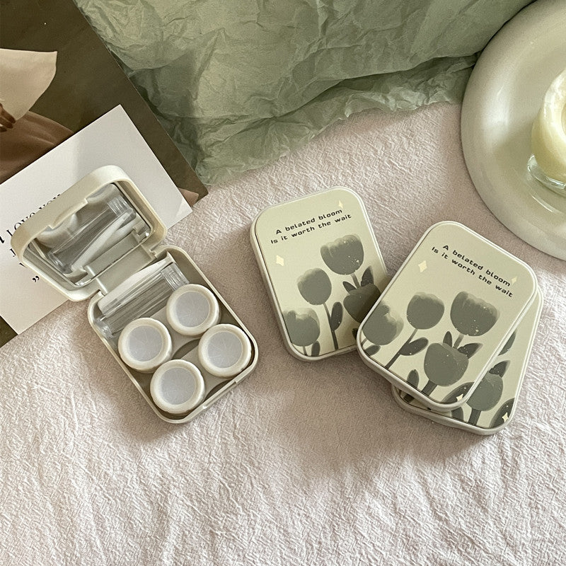 Ins Oil Painting Tulip Colored Contact Lens Case - Roseibase