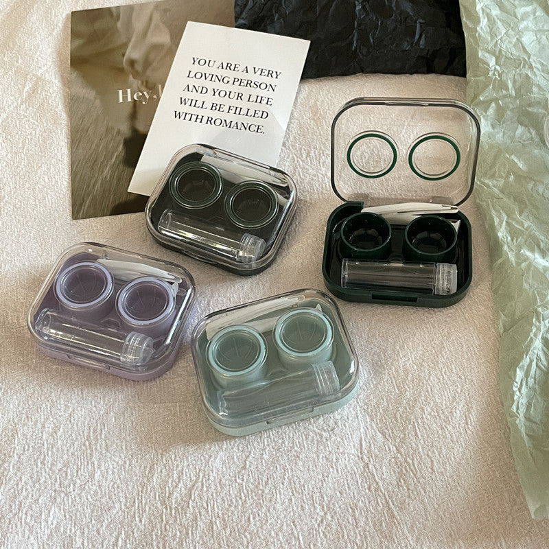 Ins Transparent Mini and Simple Colored Contact Lens Case - Roseibase
