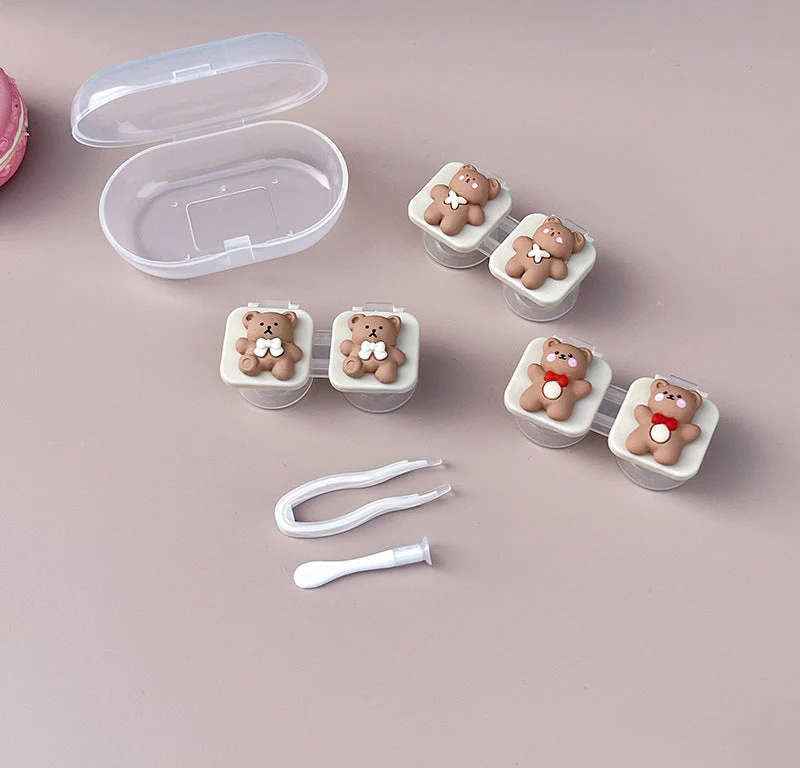 Cute Bear Colored Contact Lens Case - Roseibase