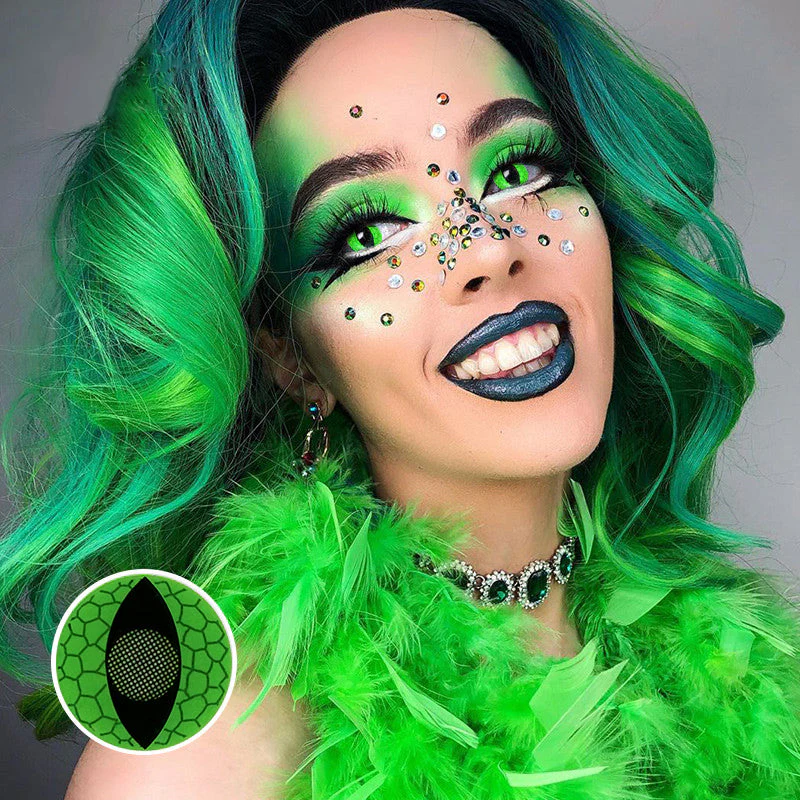 Cosplay Cat eyes snake eyes green Colored Contact Lenses - Roseibase