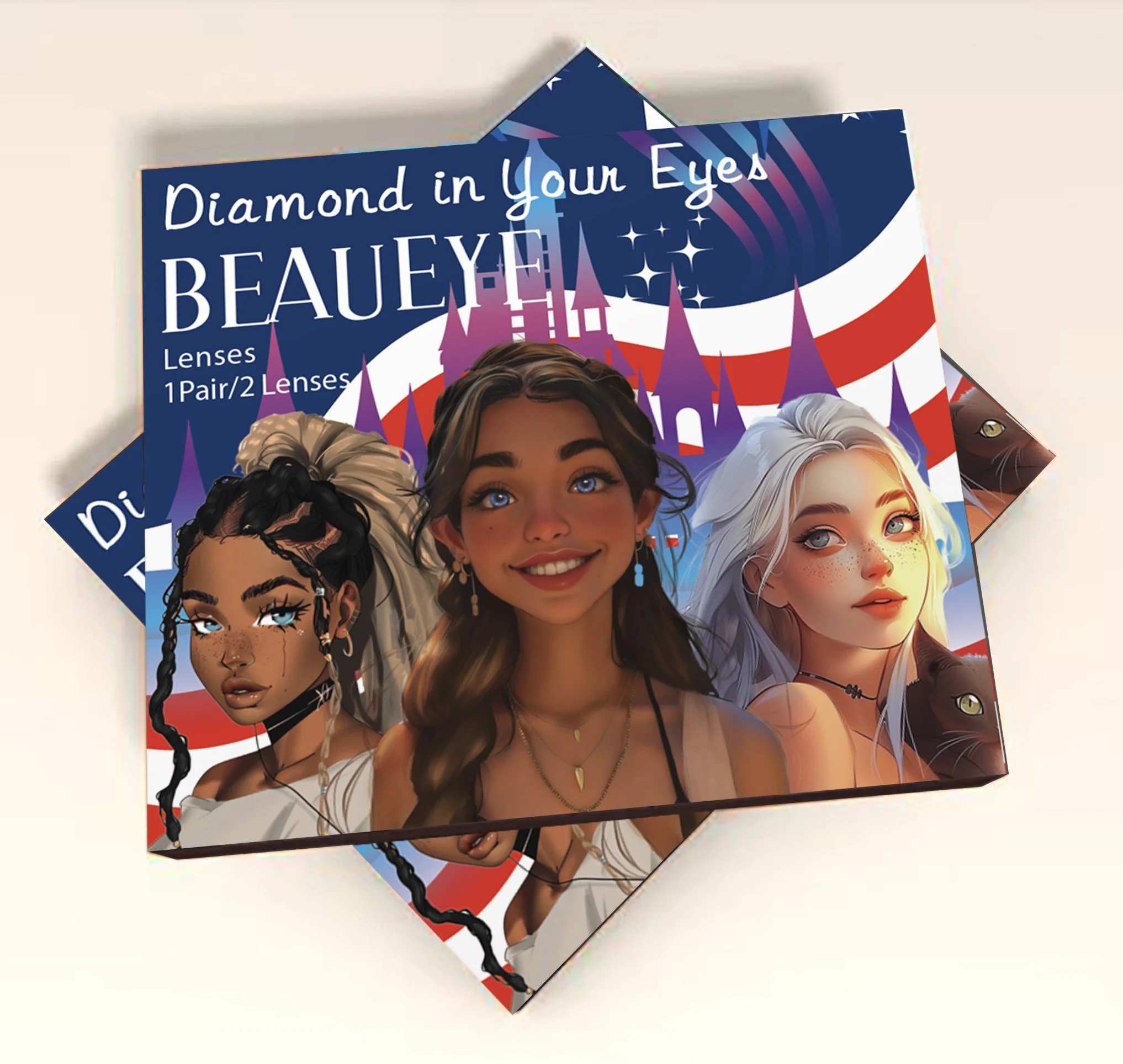 Cosplay Britain Flag Blue Colored Contact Lenses - Roseibase