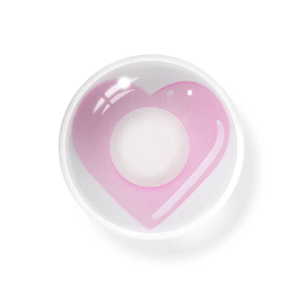 Cosplay Pink Love Heart Pink Colored Contact Lenses - Roseibase