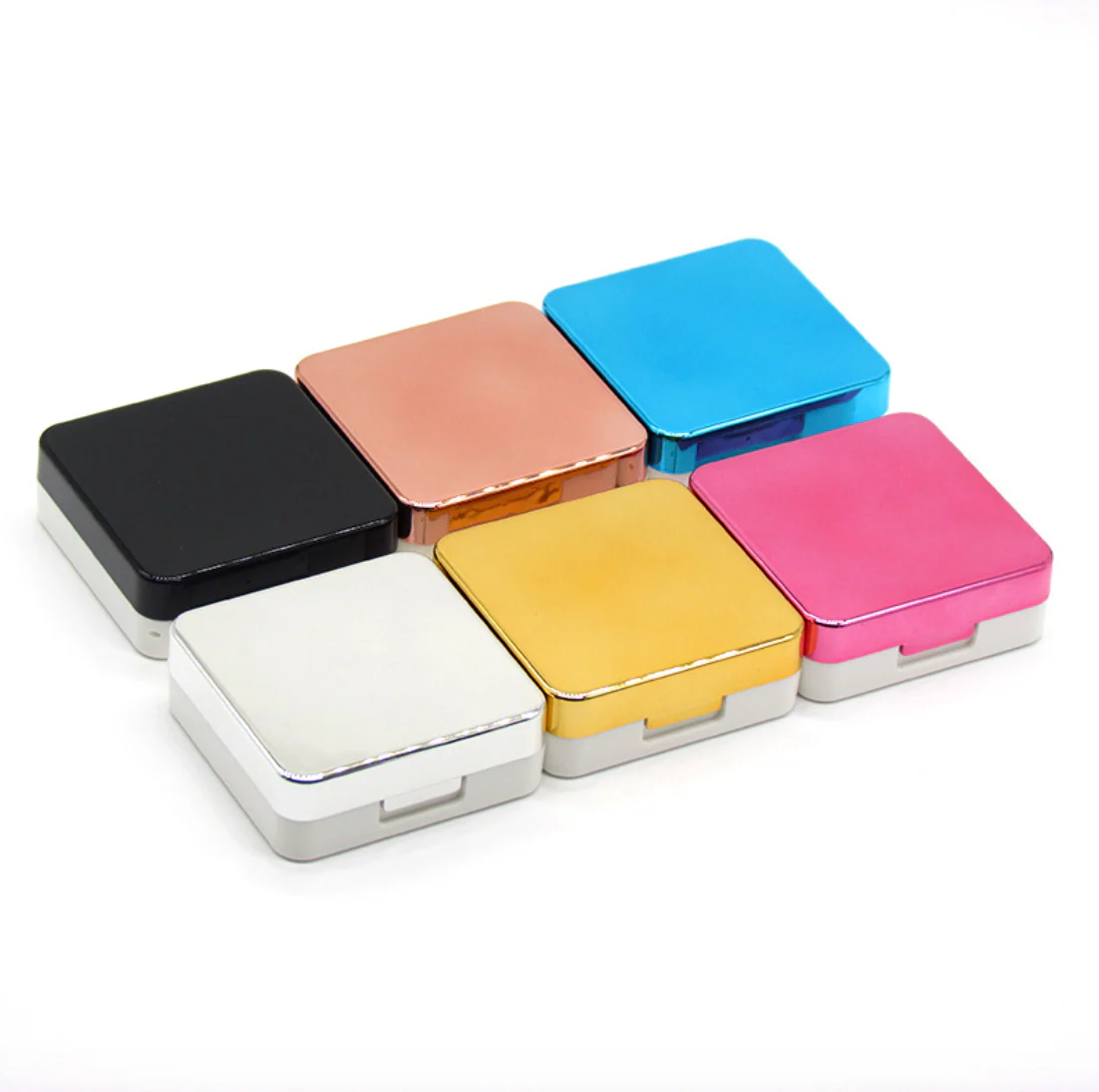 Electroplated Square Multicolor Colored Contact Lens Case - Roseibase