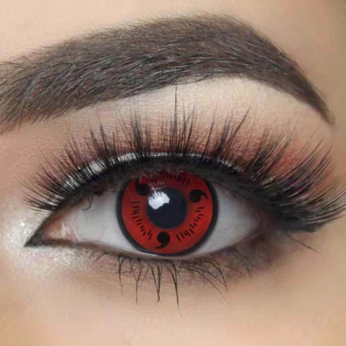 Cosplay Naruto Red Sasuke Sharingan Prescription Colored Contact Lenses - Roseibase
