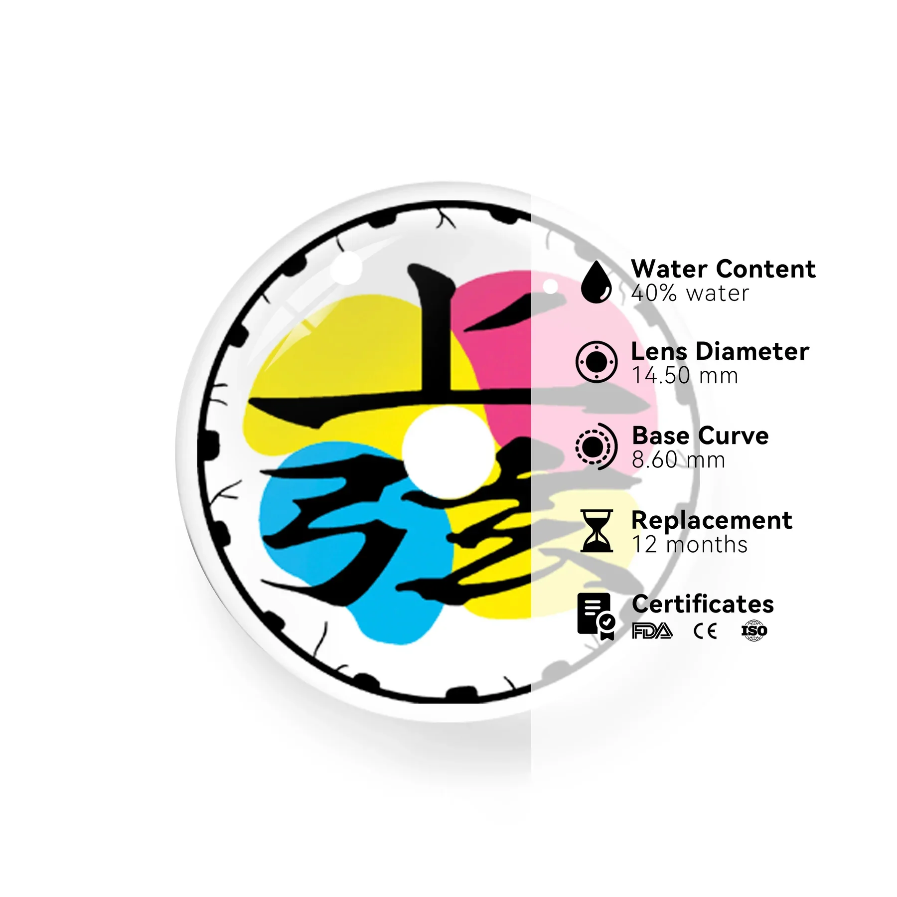 Cosplay Demon Slayer Twelve Kizuki Douma Left White Colored Contact Lenses - Roseibase