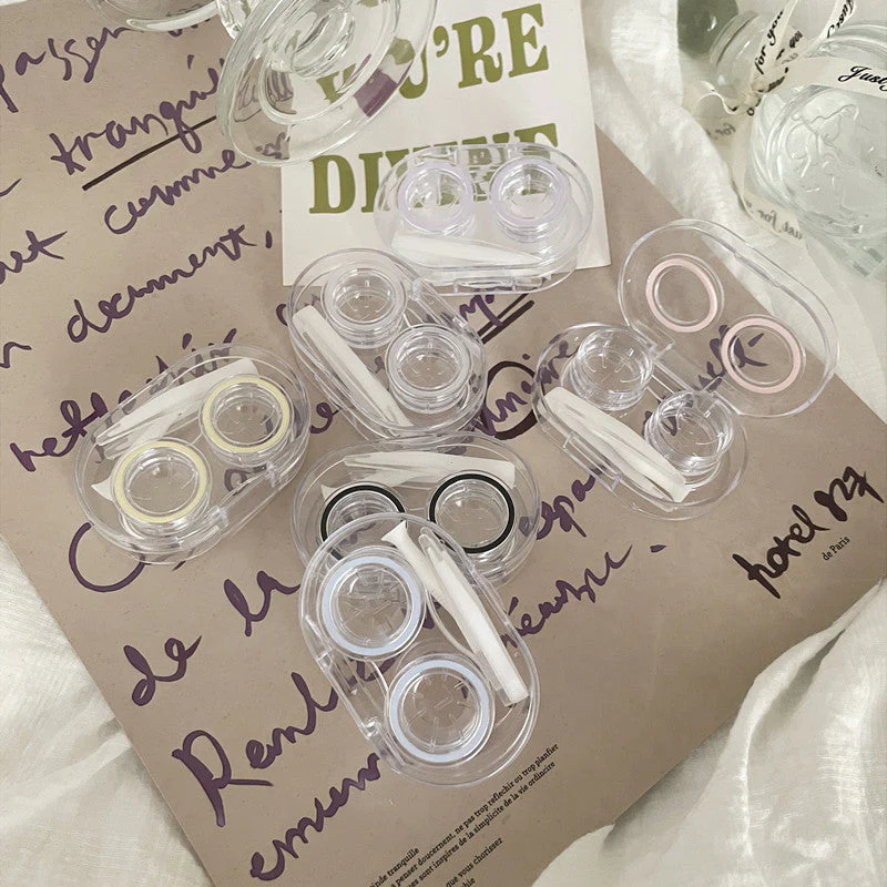 Clear Simple Colored Contact Lens Case - Roseibase