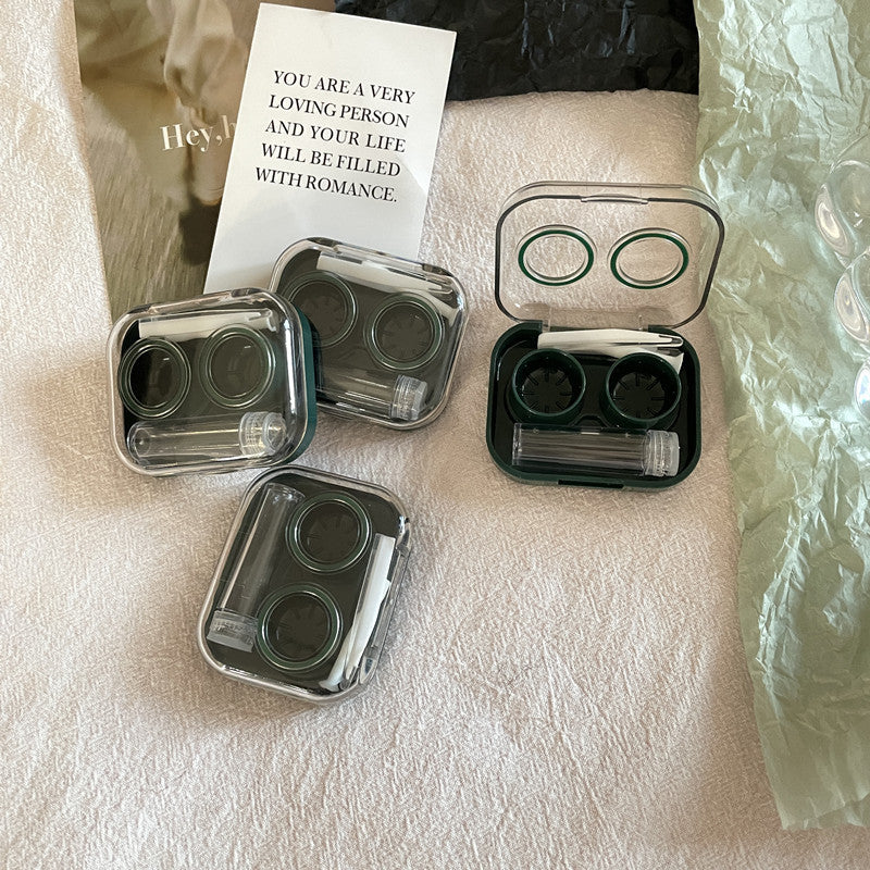 Ins Transparent Mini and Simple Colored Contact Lens Case - Roseibase