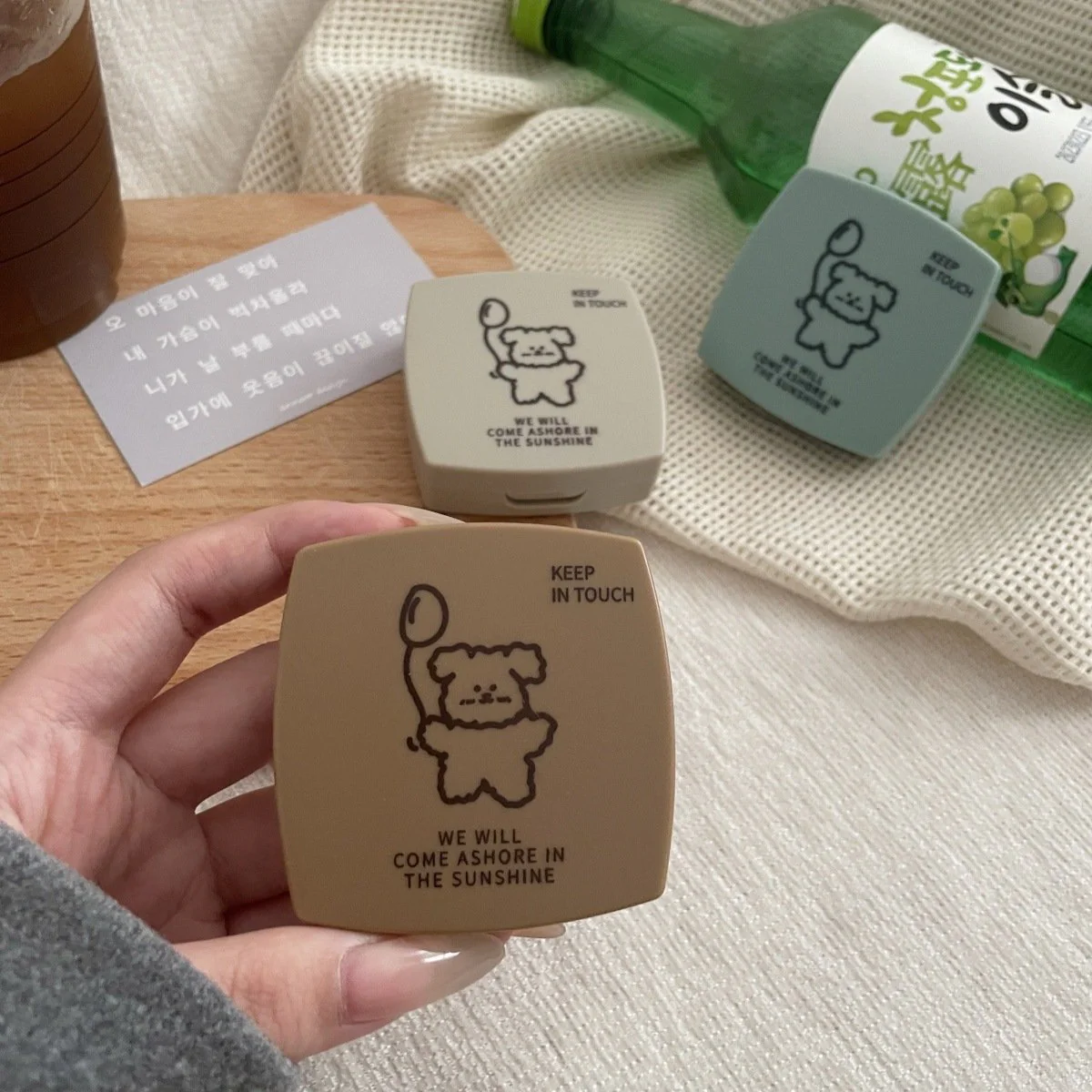 Balloon Line Puppy Colored Contact Lens Case - Roseibase