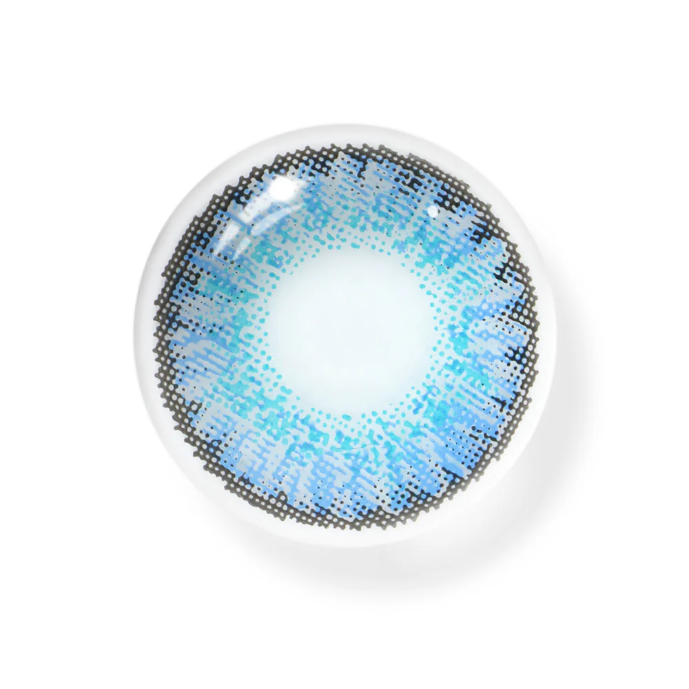 New 3-Tone Brilliant Blue Prescription Colored Contact Lenses - Roseibase