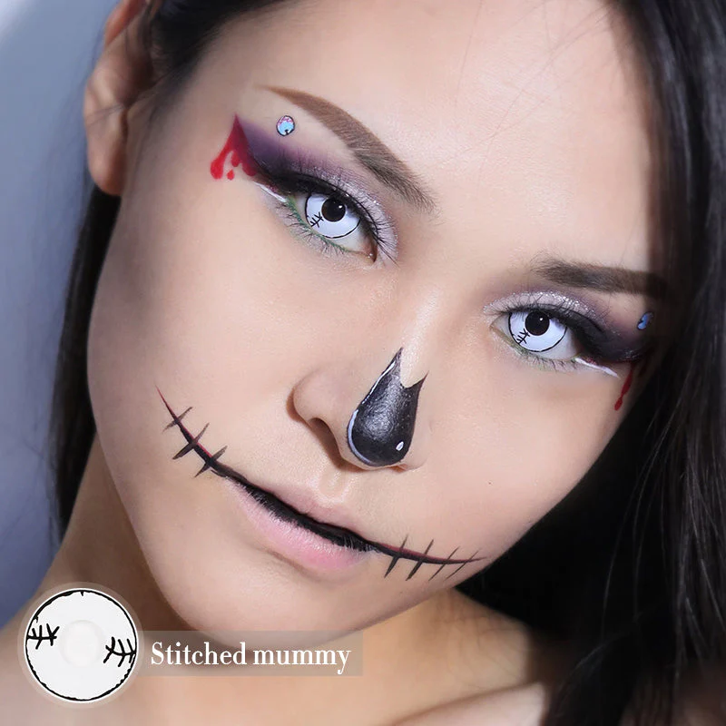 Halloween Stitched mummy White Colored Contact Lenses - Roseibase