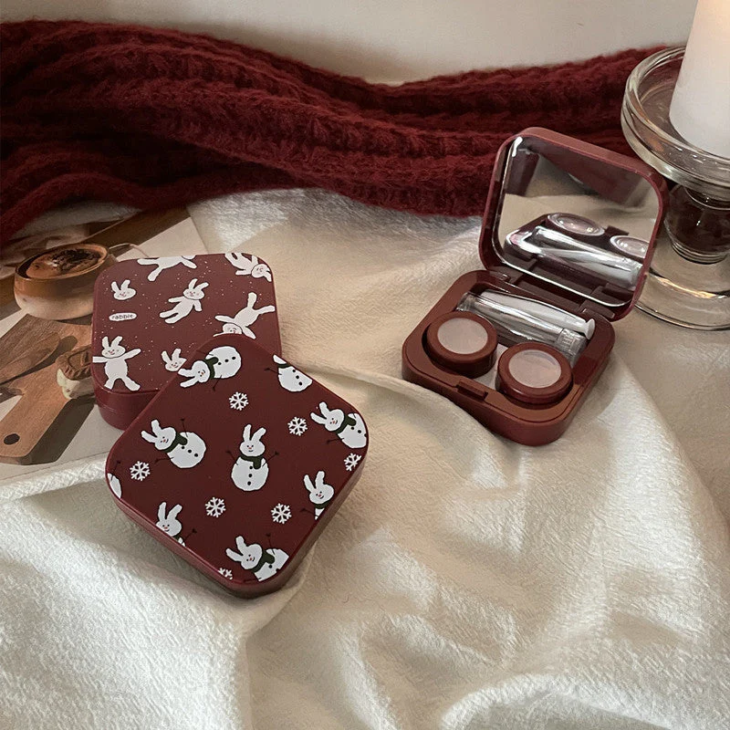INS Niche Design Wine Red Colored Contact Lenses Case - Roseibase