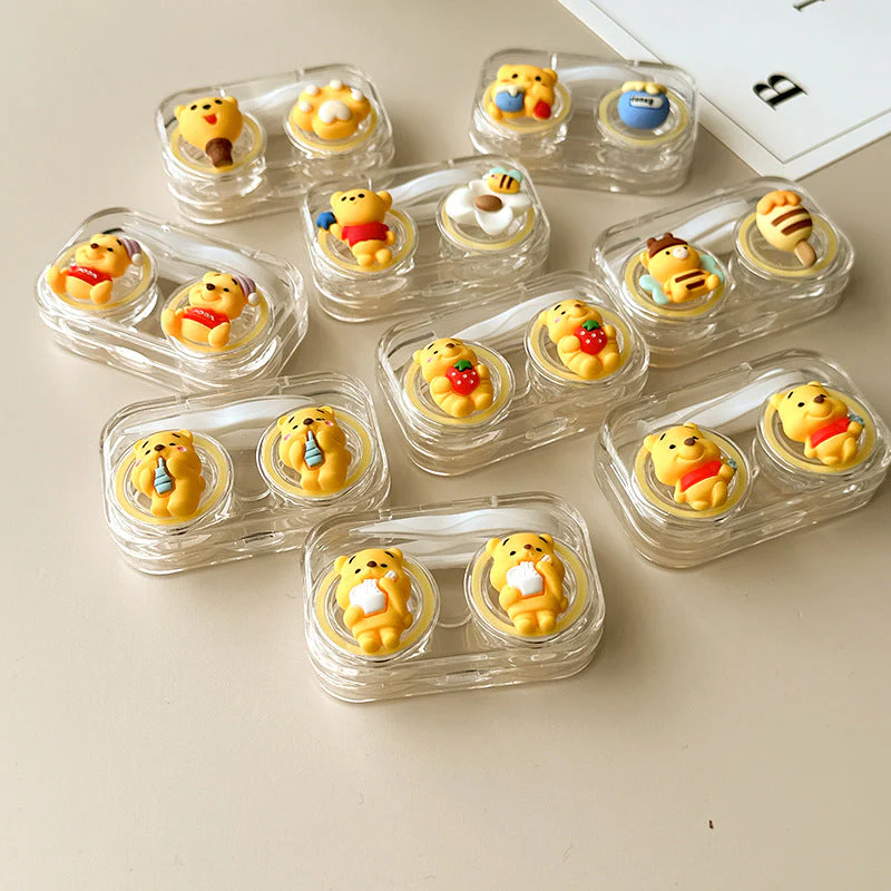 Cute Little Yellow Bear Colored Contact Lens Case - Roseibase