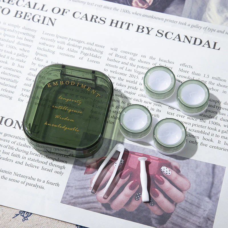 Green Brown Colored Contact Lens Case - Roseibase