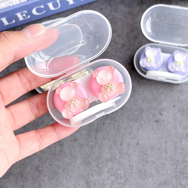 INS Simple Bear Colored Contact Lens Case - Roseibase