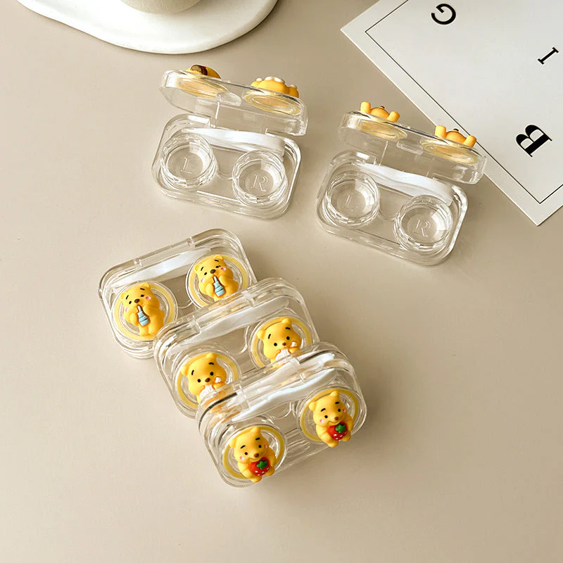 Cute Little Yellow Bear Colored Contact Lens Case - Roseibase