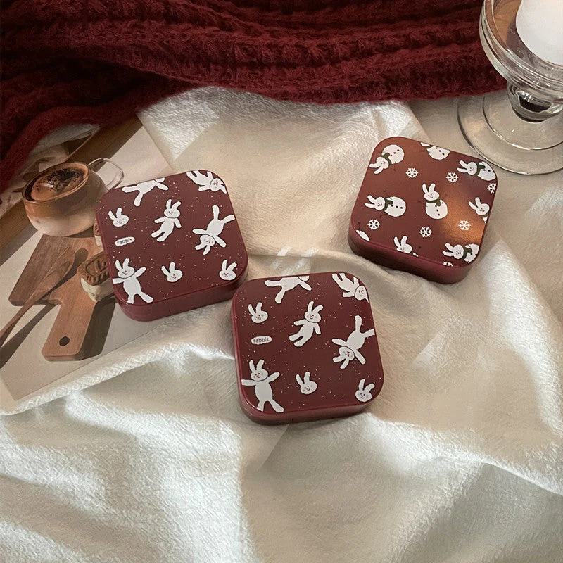 INS Niche Design Wine Red Colored Contact Lenses Case - Roseibase