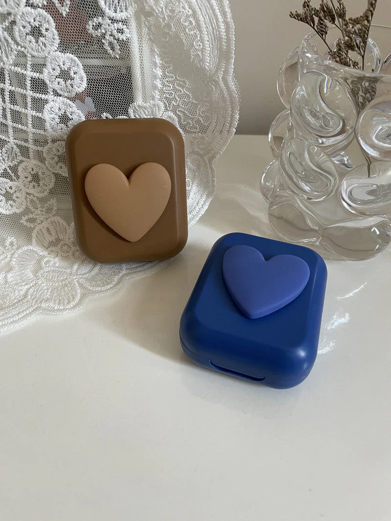 Heart Shape Colored Contact Lens Case - Roseibase