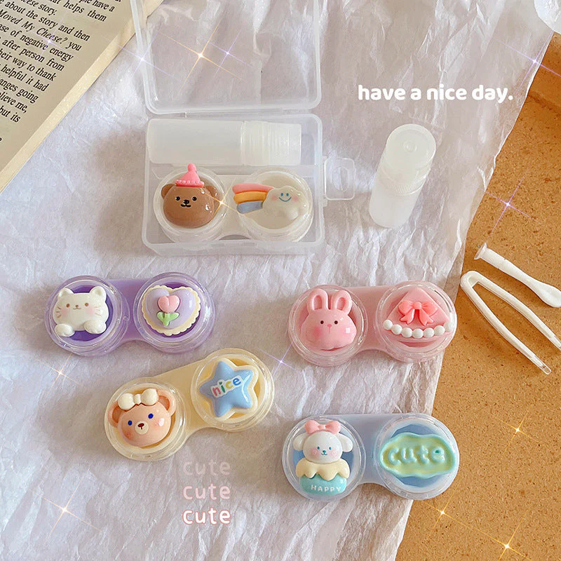 Cute Cartoon Animal Colored Contact Lens Case - Roseibase