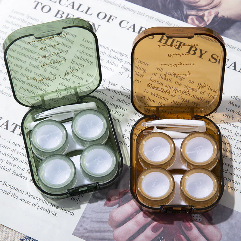 Green Brown Colored Contact Lens Case - Roseibase