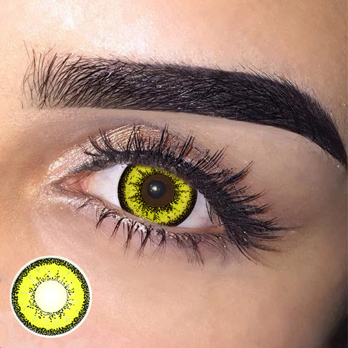 Cosplay ICE Yellow Prescription Colored Contact Lenses - Roseibase