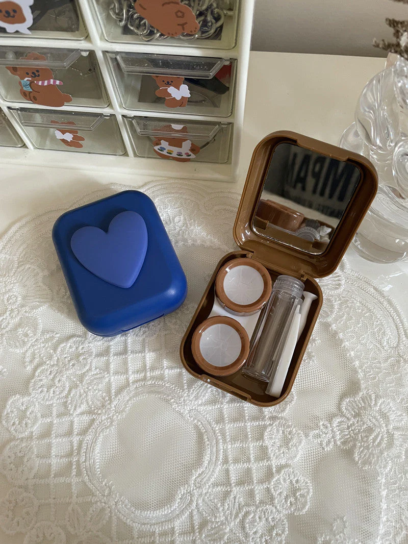 Heart Shape Colored Contact Lens Case - Roseibase