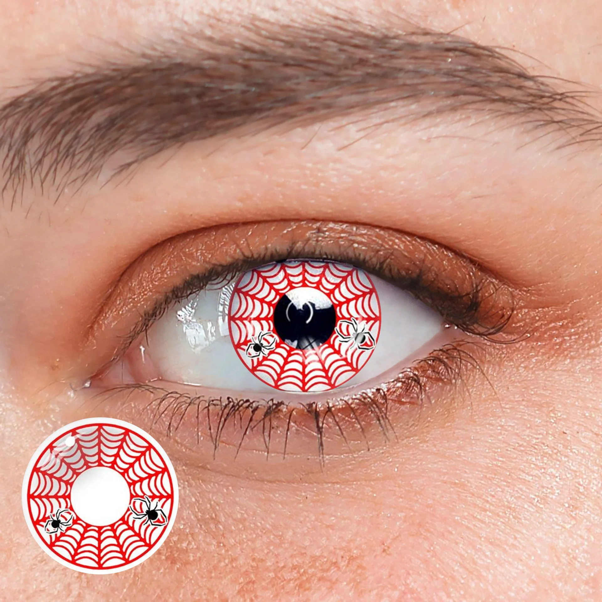 Halloween Spider Web Red Contact Lenses - Roseibase