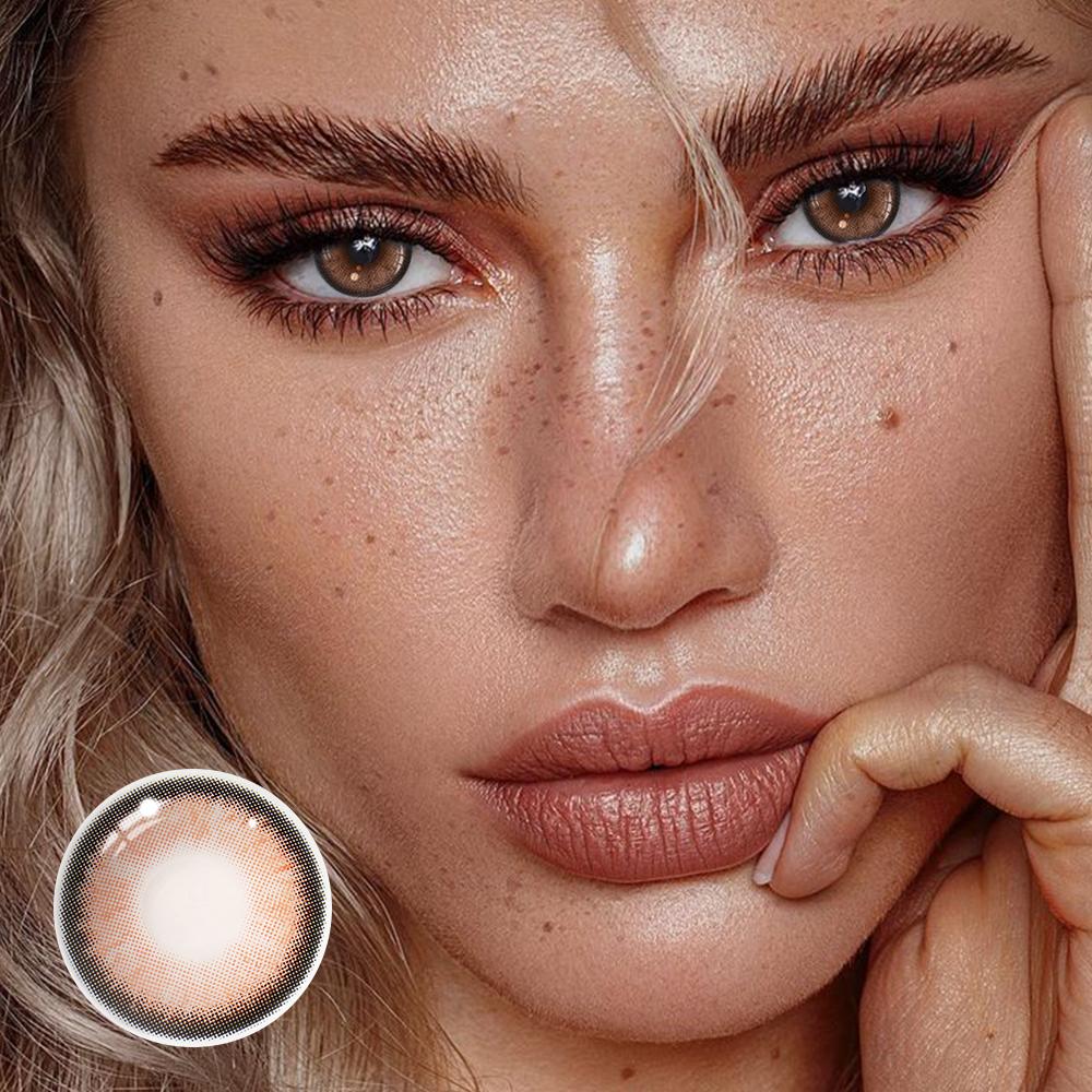 Kohaku Pink Brown Prescription Colored Contact Lenses - Roseibase