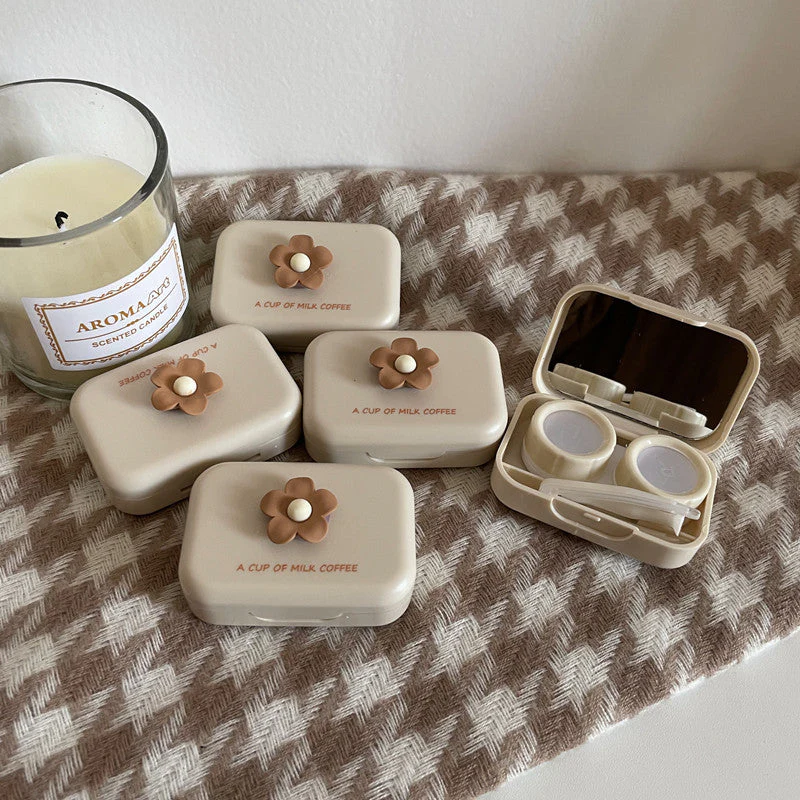 Milk Tea Warm Colored Contact Lens Case - Roseibase
