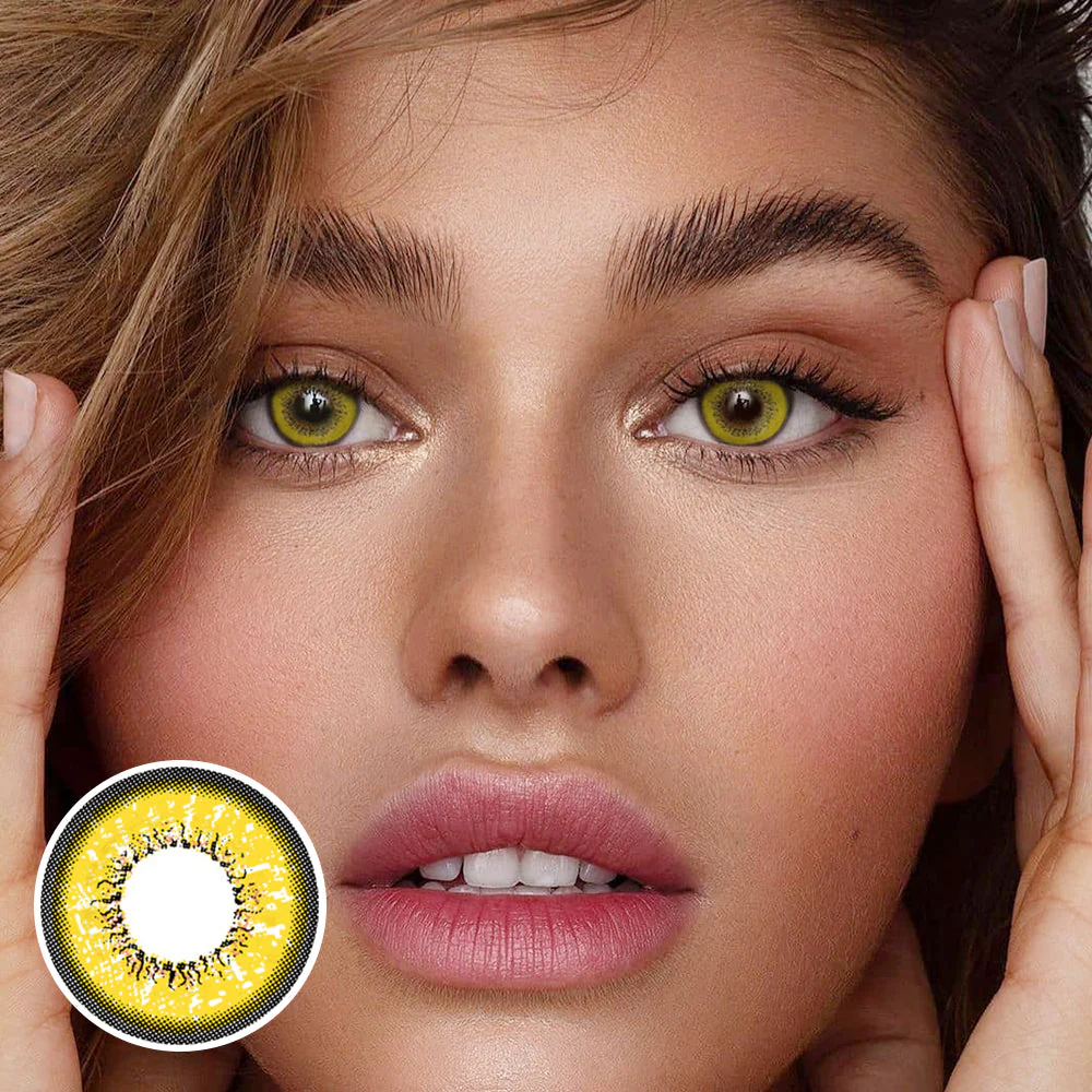 Love Words Yellow Colored Contact Lenses - Roseibase