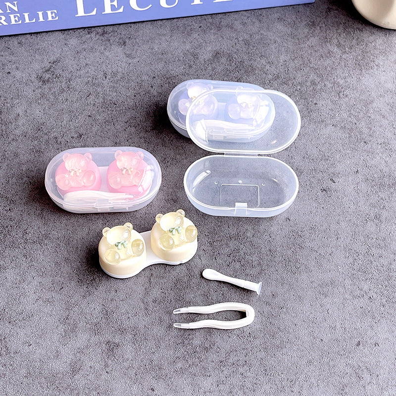 INS Simple Bear Colored Contact Lens Case - Roseibase