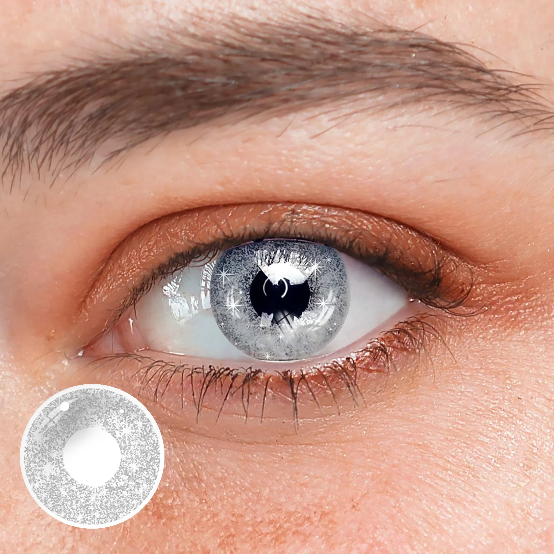 Halloween Blinking Blink Gray Colored Contact Lenses - Roseibase
