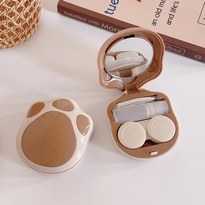 Cute Cat's Paw Colored Contact Lens Case - Roseibase