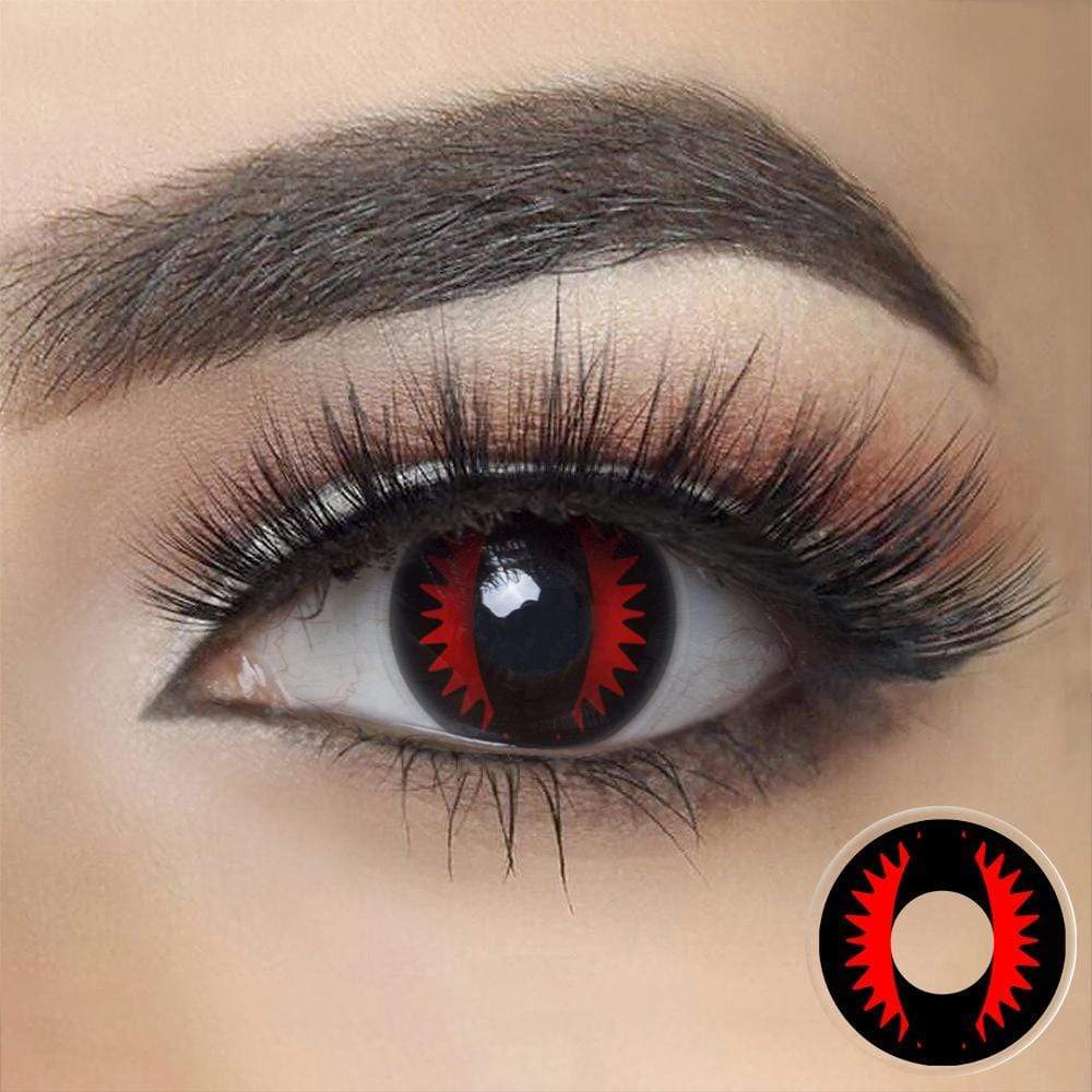 Cosplay Cat Eye Lash Red Colored Contact Lenses - Roseibase