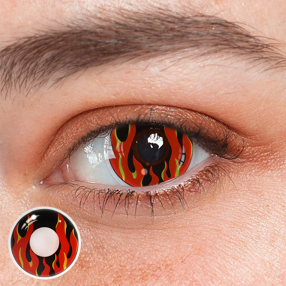 Cosplay Burning Flame Red Colored Contact Lenses - Roseibase