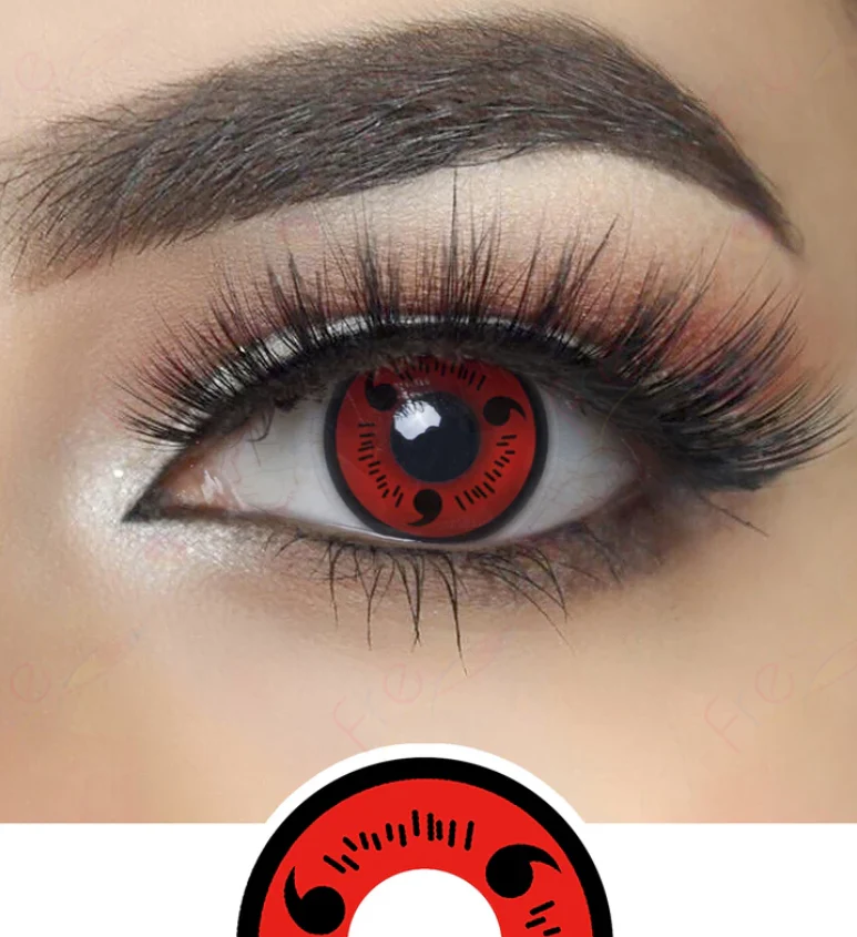 Cosplay Naruto Red Sasuke Sharingan Prescription Colored Contact Lenses - Roseibase