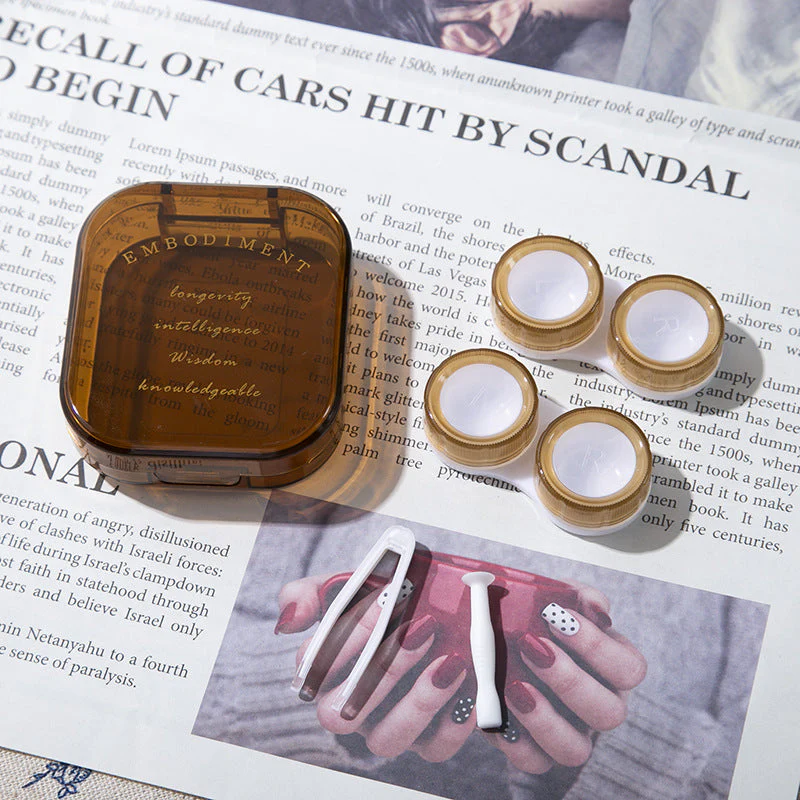 Green Brown Colored Contact Lens Case - Roseibase