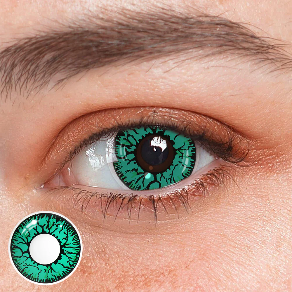 Cosplay Crack Green Colored Contact Lenses - Roseibase